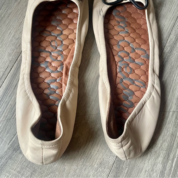 SAM EDELMAN Beatrix Cream Black Studded Spike Round Toe Bow Ballet Flats - Picture 3 of 10